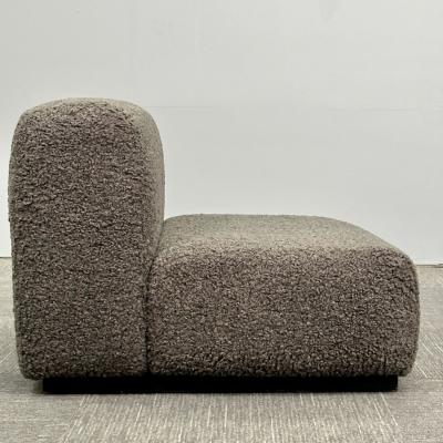 Pair of Mid Century Modern Stendig Lounge Slipper Chairs Gray Boucle