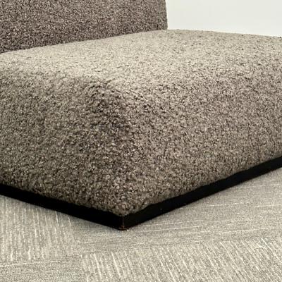 Pair of Mid Century Modern Stendig Lounge Slipper Chairs Gray Boucle