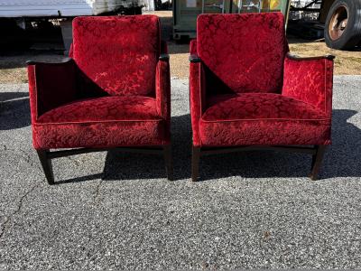 Pair of Mid Century Modern Upholstered Lounge Chairs