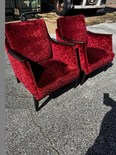 Pair of Mid Century Modern Upholstered Lounge Chairs