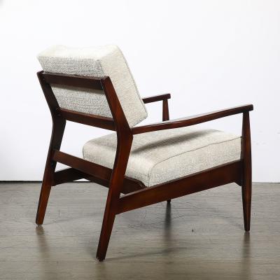 Pair of Mid Century Modern Walnut Armchairs with Off White Textural Upholstery