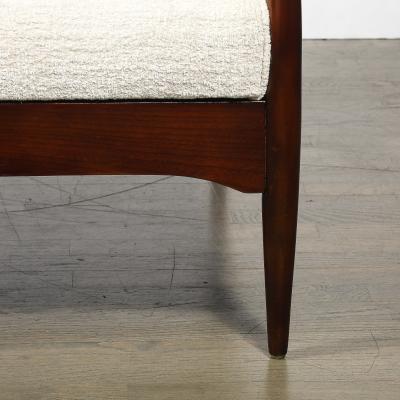 Pair of Mid Century Modern Walnut Armchairs with Off White Textural Upholstery
