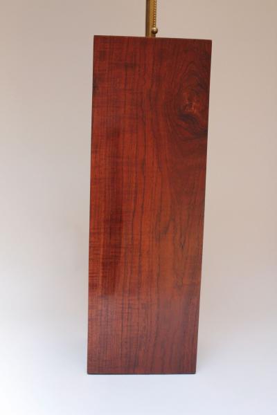 Pair of Mid Century Modern Walnut Column Block Form Table Lamps