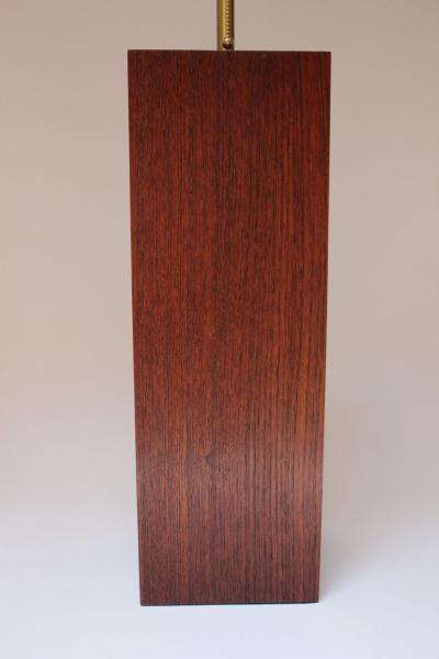 Pair of Mid Century Modern Walnut Column Block Form Table Lamps