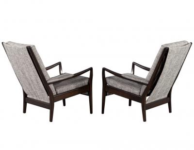 Pair of Mid Century Modern Walnut Lounge Chairs