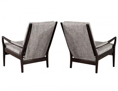 Pair of Mid Century Modern Walnut Lounge Chairs