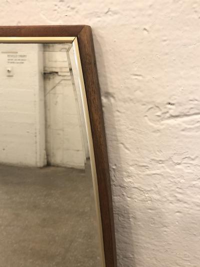 Pair of Mid Century Modern Walnut and Brass Mirrors