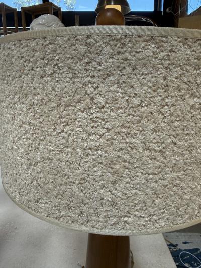 Pair of Mid Century Modern Wood Table Lamps with Textured Drum Shades