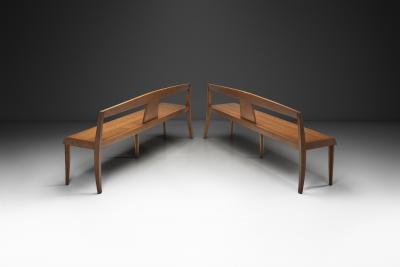Pair of Mid Century Modern Wooden Benches Europe 1970s