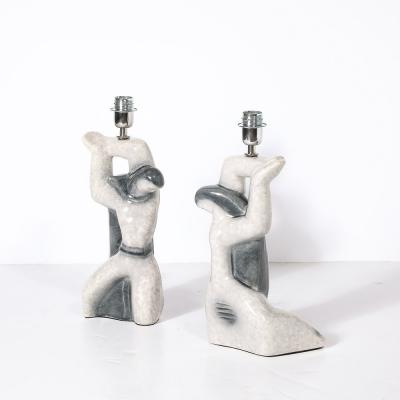 Pair of Mid Century Modernist Abstract Figural Ceramic Table Lamps