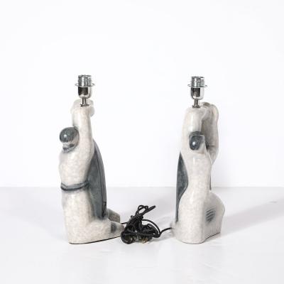 Pair of Mid Century Modernist Abstract Figural Ceramic Table Lamps