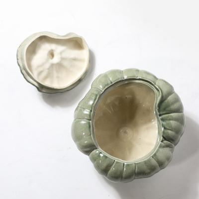 Pair of Mid Century Modernist Ceramic Covered Pumpkin Tureens