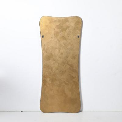 Pair of Mid Century Modernist Curvilinear Hourglass Form Brass Wrapped Mirrors