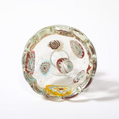 Pair of Mid Century Modernist Hand Blown Murano Glass Bowls w Scalloped Edges