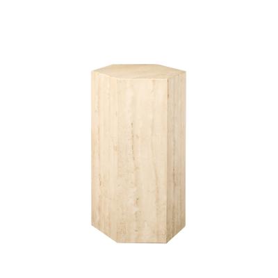 Pair of Mid Century Modernist Hexagonal Travertine Pedestals