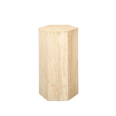 Pair of Mid Century Modernist Hexagonal Travertine Pedestals
