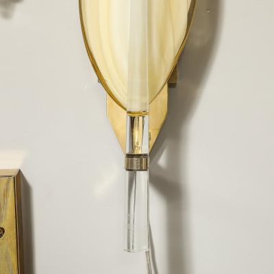 Pair of Mid Century Modernist Murano Glass Leaf Sconces by Franco Luce