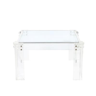 Pair of Mid Century Modernist Rectilinear Lucite Glass Side End Tables