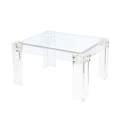 Pair of Mid Century Modernist Rectilinear Lucite Glass Side End Tables