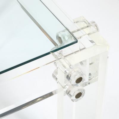 Pair of Mid Century Modernist Rectilinear Lucite Glass Side End Tables