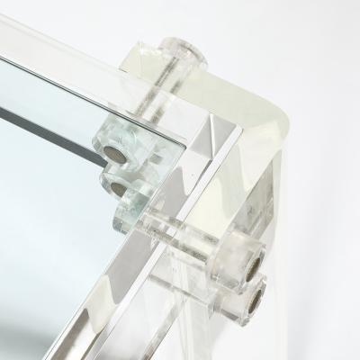 Pair of Mid Century Modernist Rectilinear Lucite Glass Side End Tables