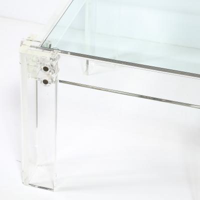 Pair of Mid Century Modernist Rectilinear Lucite Glass Side End Tables
