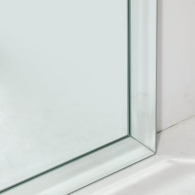 Pair of Mid Century Modernist Serifed Arch Form Mirrors with Beveled Detailing