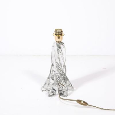 Pair of Mid Century Modernist Spiral Splash Form Crystal Table Lamps