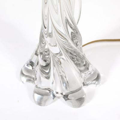 Pair of Mid Century Modernist Spiral Splash Form Crystal Table Lamps