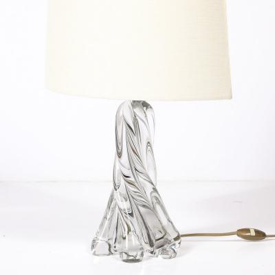 Pair of Mid Century Modernist Spiral Splash Form Crystal Table Lamps