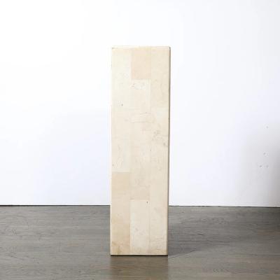 Pair of Mid Century Modernist Tessellated Travertine Pedestals