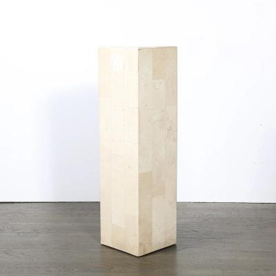 Pair of Mid Century Modernist Tessellated Travertine Pedestals