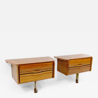 Pair of Mid Century Nightstands in Lacquered Wood