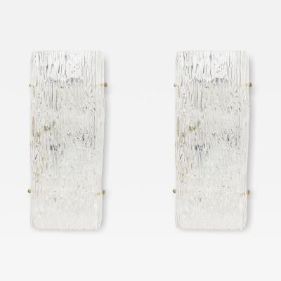 Pair of Mid Century Scandinavian Large Rectangular Murano Glass Wall Sconce