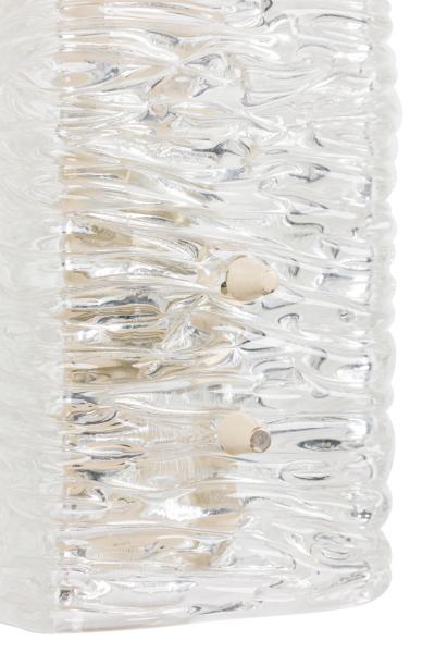 Pair of Mid Century Scandinavian Rectangle Textured Murano Glass Wall Sconce