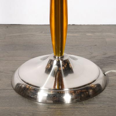 Pair of Mid Century Segmented Amber Bakelite Brushed Chrome Floor Lamps