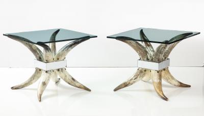 Pair of Mid Century Steer Horn End Tables