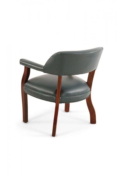 Pair of Mid Century Style Blue Faux Leather Armchair