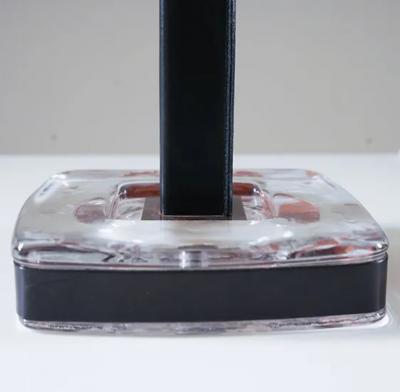 Pair of Mid Century Swedish Table Lamps in Glass and Leather