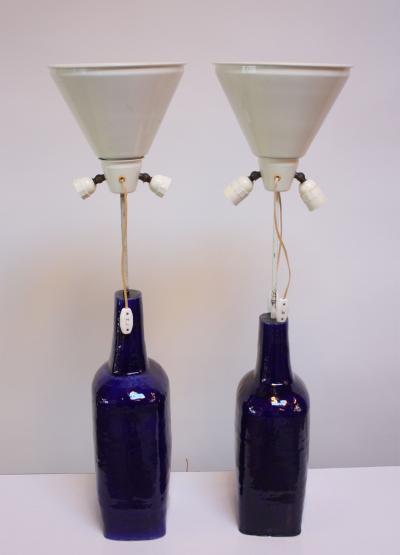 Pair of Mid Century Swiss Oversized Ceramic Table Lamps by Mattli