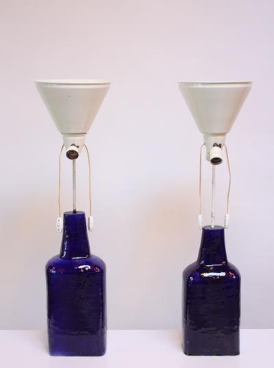Pair of Mid Century Swiss Oversized Ceramic Table Lamps by Mattli