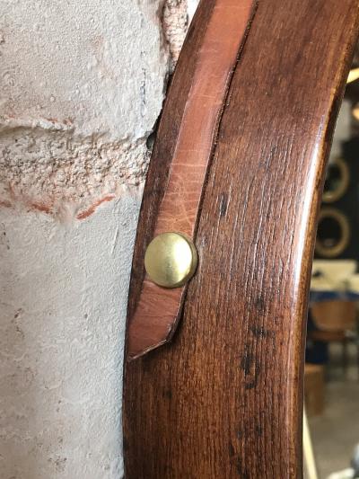 Pair of Mid Century Teak Wall Round Mirrors 1960s
