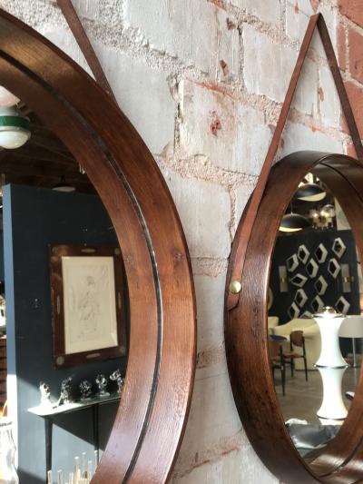 Pair of Mid Century Teak Wall Round Mirrors 1960s