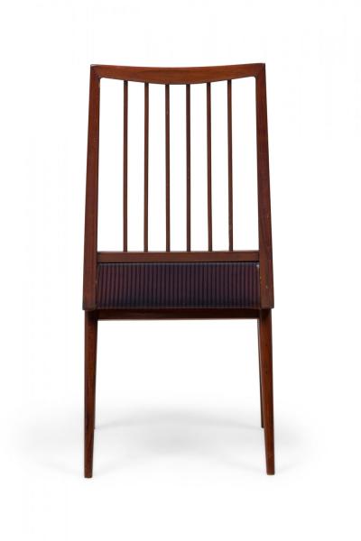 Pair of Mid Century Textured Blue Stripe Upholstered Side Chairs