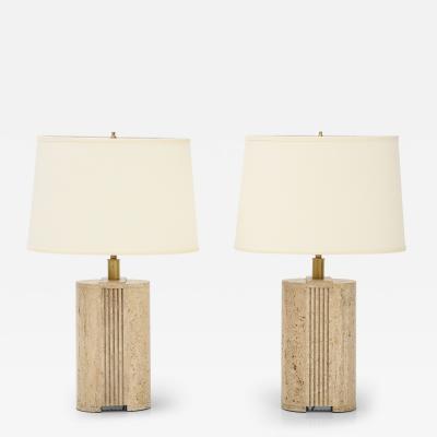 Pair of Mid Century Travertine Lamps 