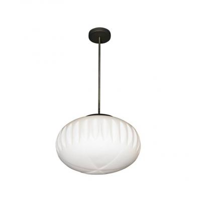 Pair of Mid Century White Frosted Oval Chandeliers with Black Enamel Chrome Rods