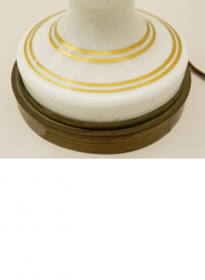 Pair of Mid Century White Glass Table Lamps