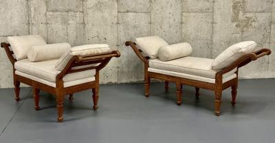 Pair of Mid Century Window Benches Daybeds Custom Upholstery Pillows