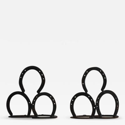 Pair of Mid Century Wrought Iron Horseshoe Bookends