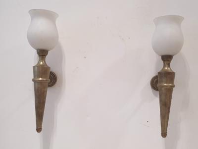 Pair of Mid century Modern wallights attributed to Jean Perzel 
